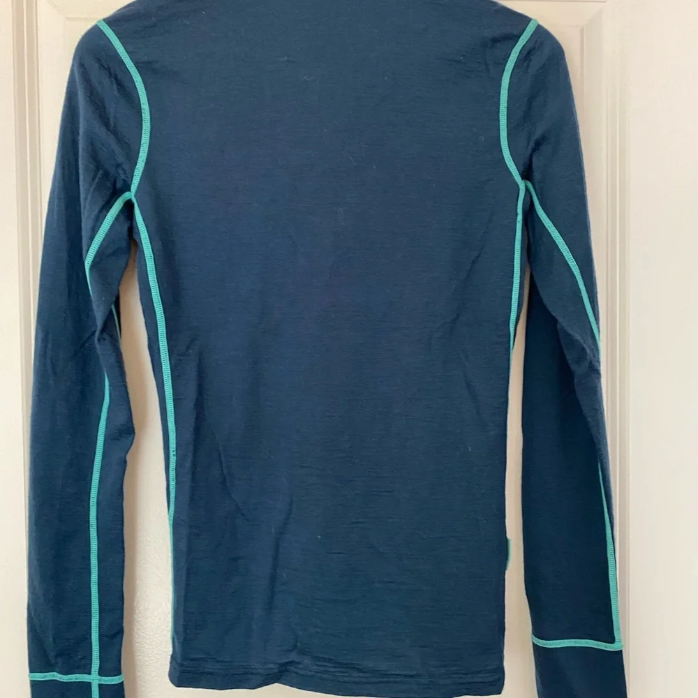 Kari Traa Wool Blue and Teal Half-zip Baselayer Sz M - Picture 3 of 4